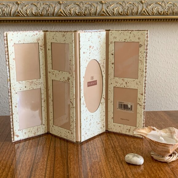 BURNES Folding Tabletop Trifold Collage Picture Frame Holds 7 Photos World Map - Picture 8 of 9